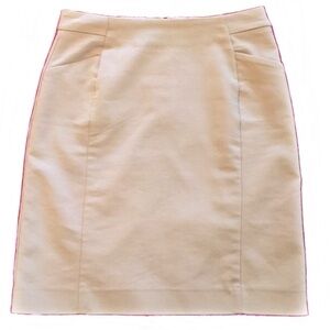 H&M DIVIDED size 2 tan zip up vented stretch above the knee lined pencil skirt